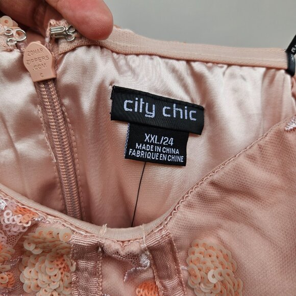 City Chic hi lo strapless beaded dress - Picture 3 of 7